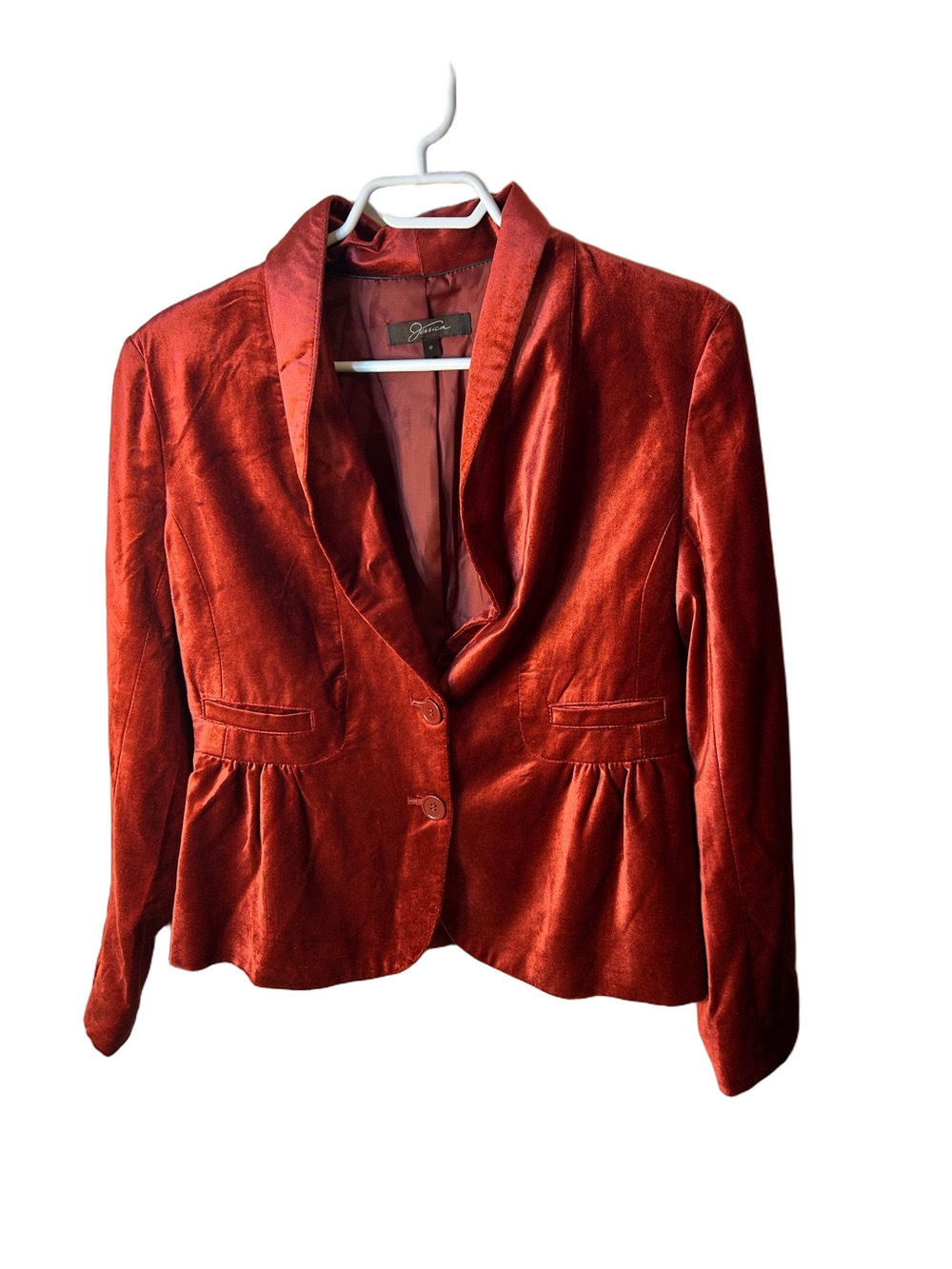 Jessica Red Velvet Blazer Jacket size 12